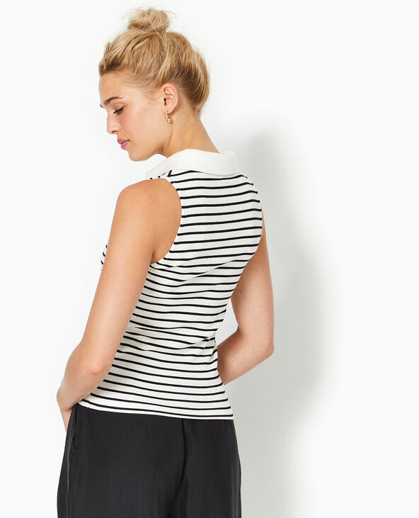 Top zippé sans manches avec col polo blanc - Pimkie