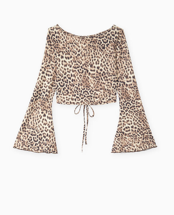 Top dos-nu manches flare motif léopard marron - Pimkie