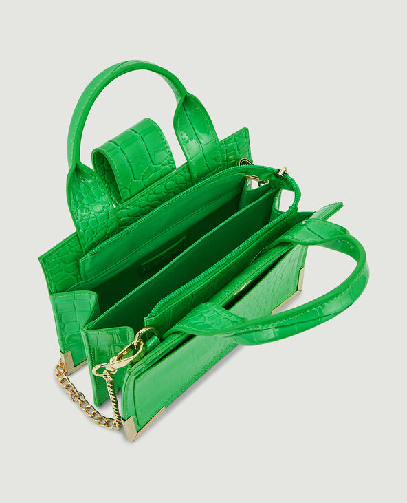 Sac boxy effet croco verni vert - Pimkie