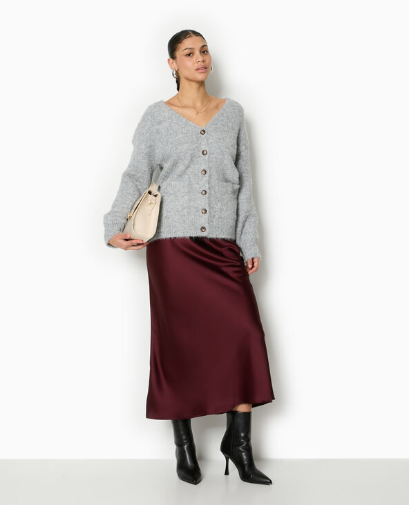 Gilet long en maille douce et poilue gris - Pimkie