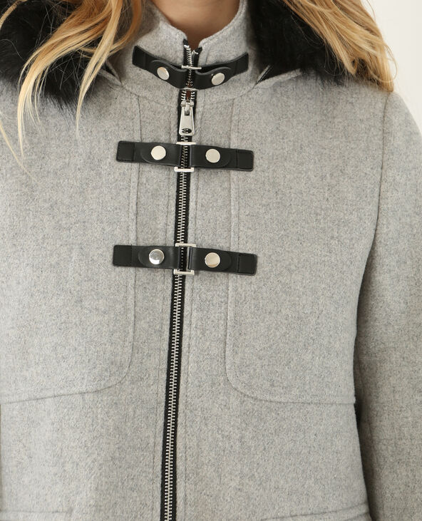 Caban avec fausse fourrure gris chiné - Pimkie