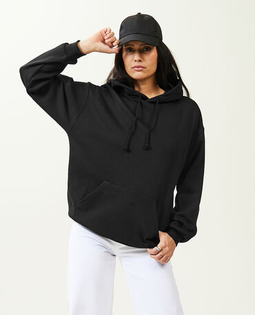Sweat long à capuche - Sweatshirts femmes en coton - Couleur noir