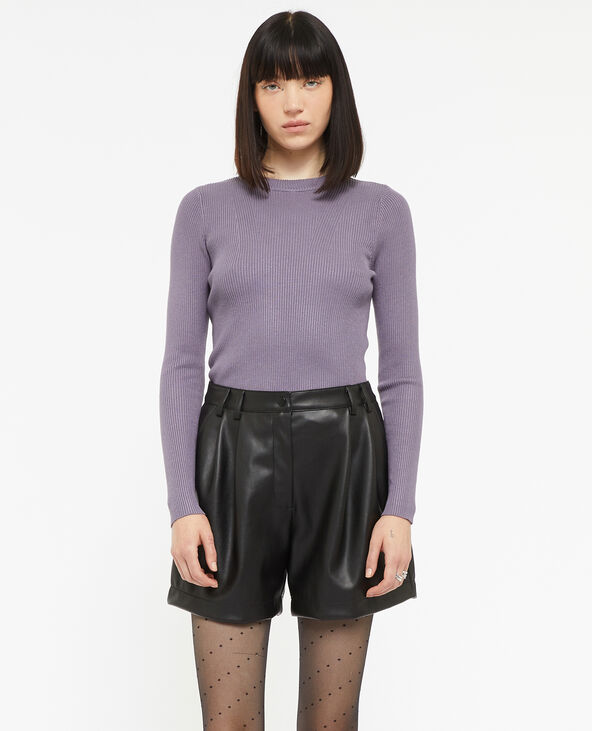 Short taille haute en simili cuir avec pinces noir - Pimkie