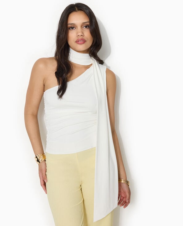 Top asymétrique one shoulder avec effet foulard blanc - Pimkie