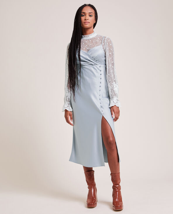 Robe longue cache coeur store satin