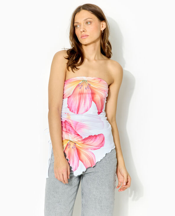 Top bustier asymétrique avec liens coulissés blanc - Pimkie