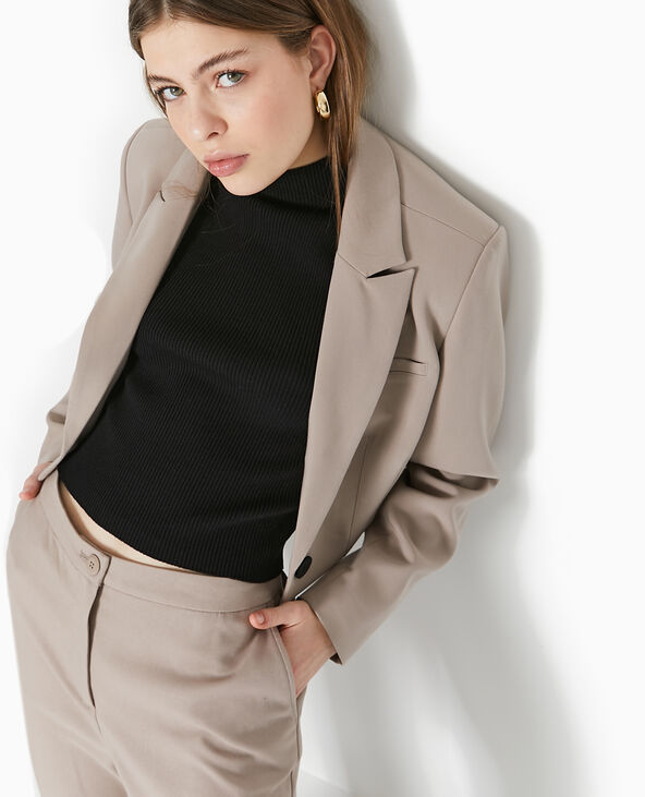 Veste blazer courte avec pinces beige - Pimkie