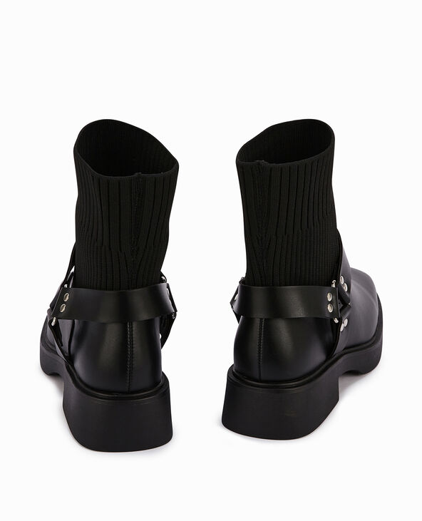 Boots bi-matière bouts carrés noir - Pimkie