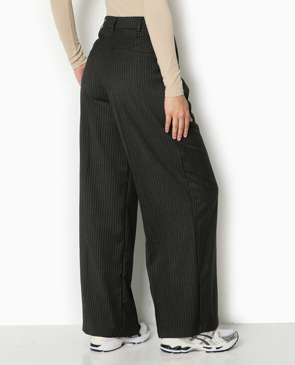 Pantalon city large à rayures avec pinces  gris - Pimkie