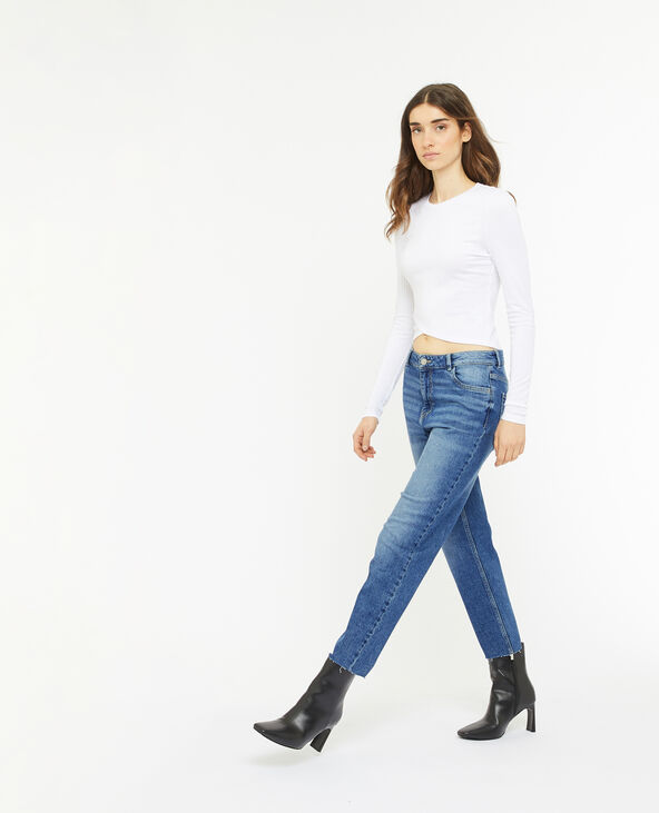 Jean droit taille regular avec bas effiloches
