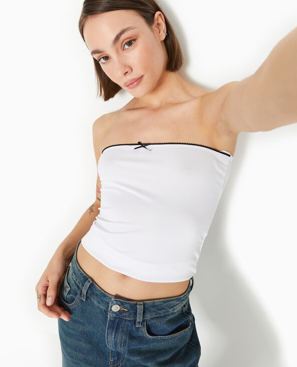 Top bustier avec petit nœud blanc - Pimkie
