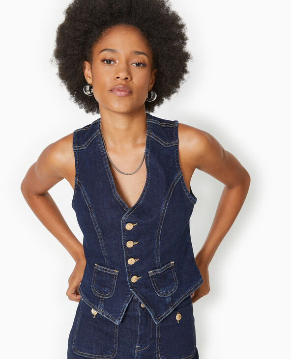 Gilet de barman en jean bleu - Pimkie