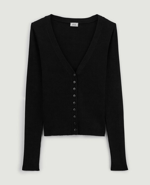 Gilet en maille côtelée noir - Pimkie
