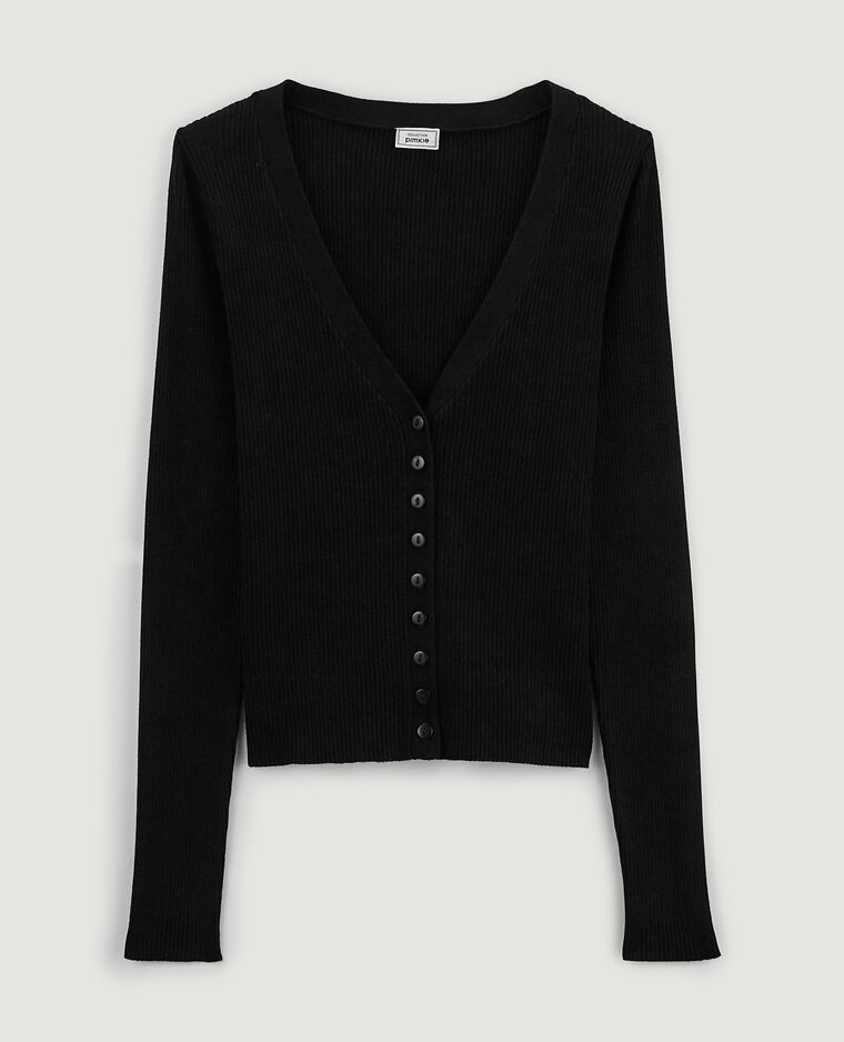 Gilet en maille côtelée noir - Pimkie