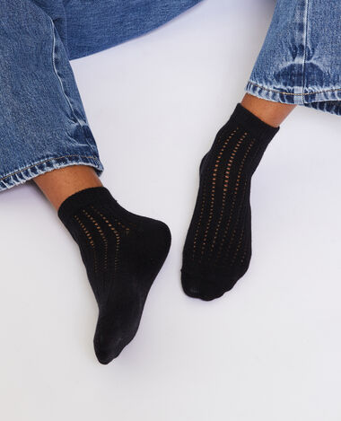 Paire de chaussettes en maille ajourée noir - Pimkie