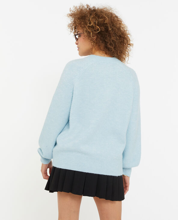Pull col rond avec laine bleu clair - Pimkie