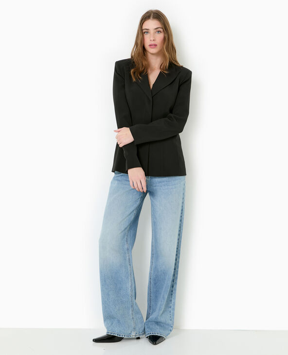 Veste blazer cintrée avec boutons pressions noir - Pimkie