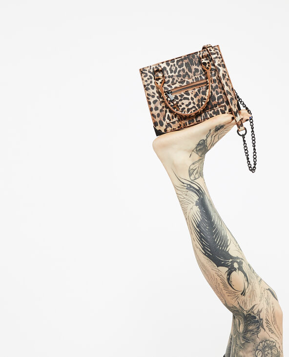 Sac boxy avec poignées motif léopard marron chiné - Pimkie
