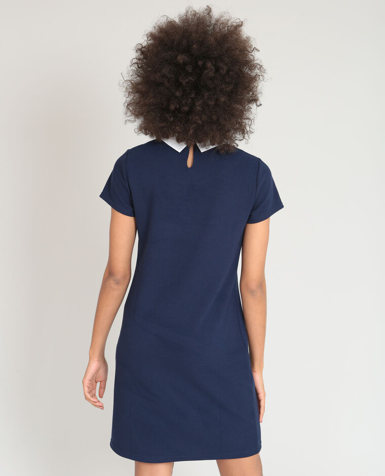 Robe col claudine bleu marine - 780847B03A06 | Pimkie