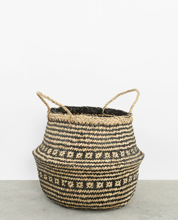 Grand panier tressé noir - Pimkie