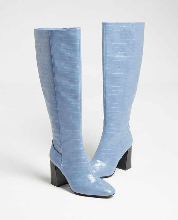 Bottes hautes croco bleu foncé - Pimkie