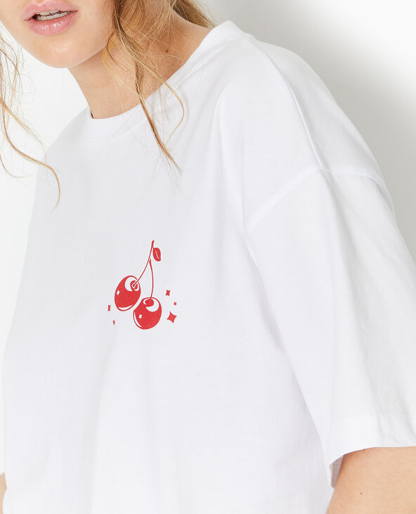 T-shirt oversize avec print devant et dos blanc - Pimkie