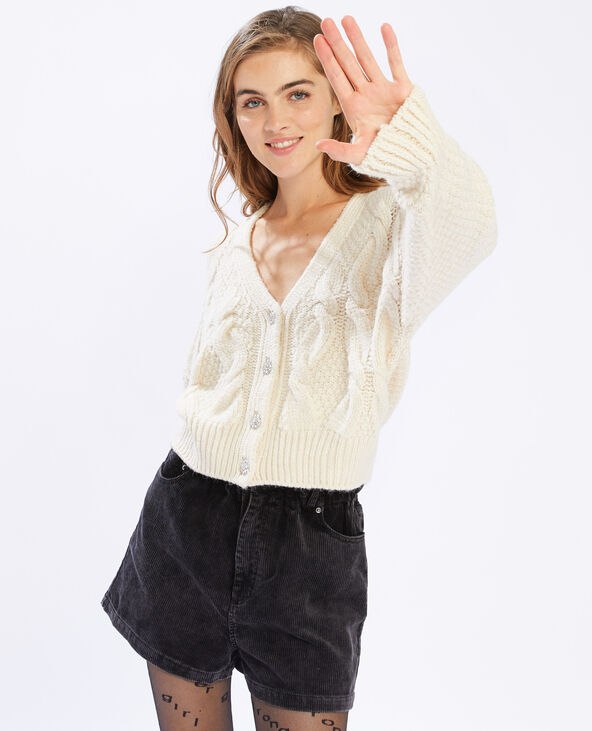 Gilet à boutons strass blanc - Pimkie