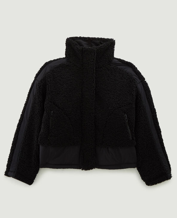 Veste réversible fausse fourrure noir - Pimkie