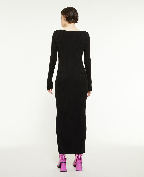 Robe longue en maille côtelée noir - Pimkie