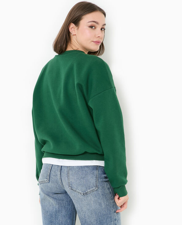 Sweat col rond avec print vert foncé - Pimkie