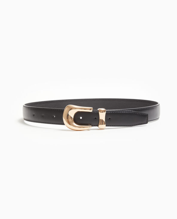 Ceinture avec boucle dorée noir - Pimkie
