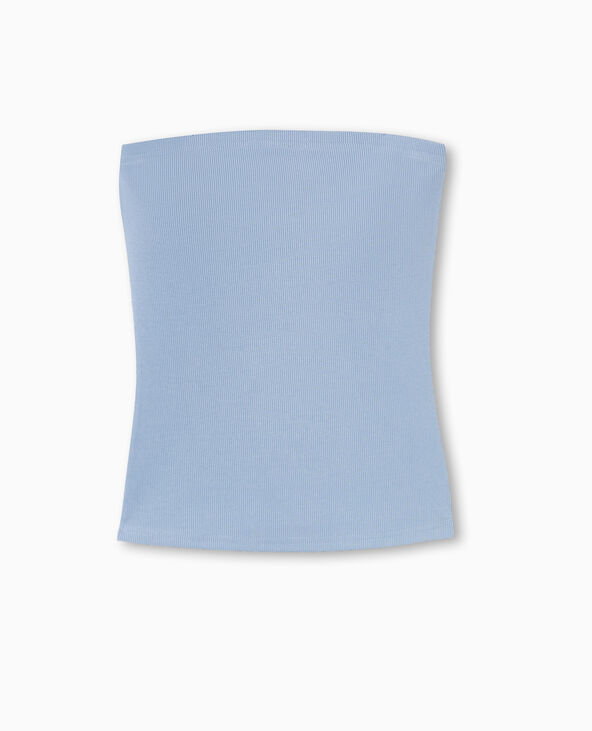 Top bustier en maille côtelée bleu - Pimkie
