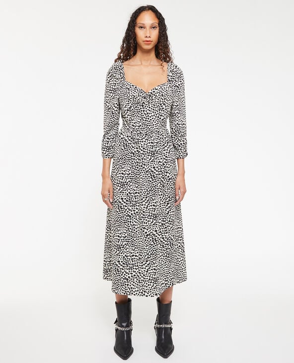 Robe midi encolure cœur avec fronces blanc - Pimkie