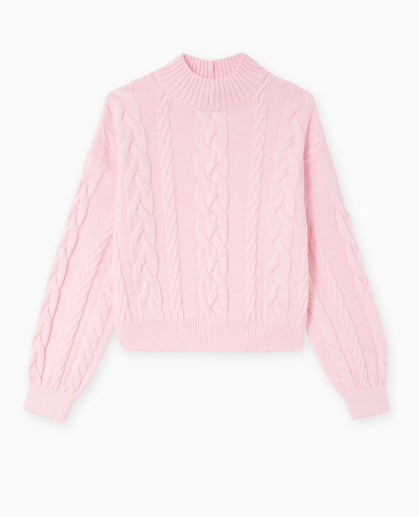 Pull en maille torsadée devant rose clair - Pimkie