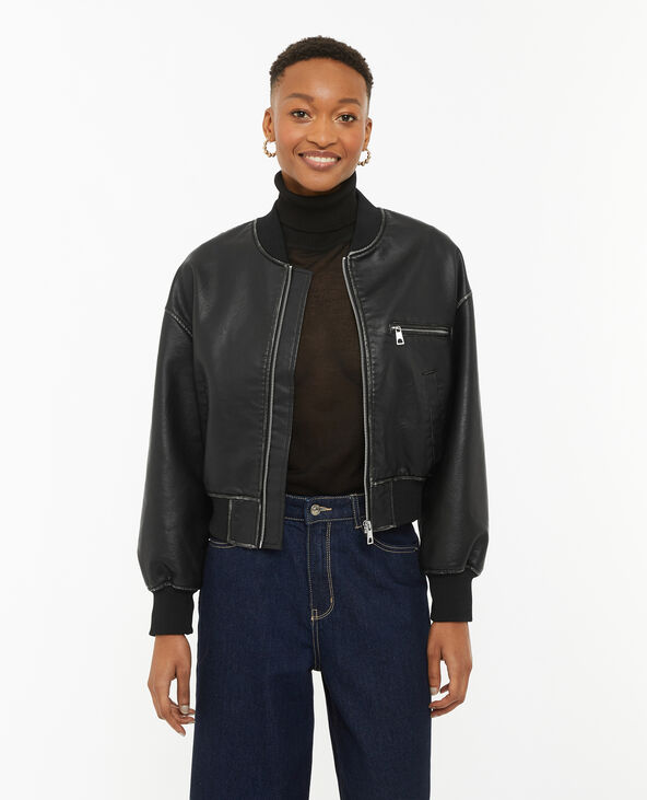 Bomber en simili noir - Pimkie