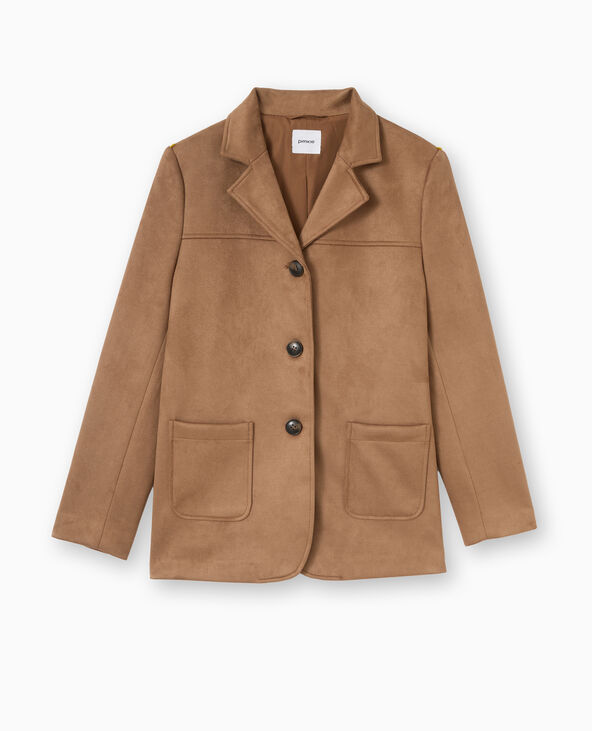 Veste blazer en suédine beige - Pimkie