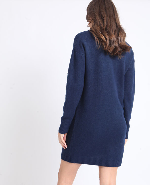Robe pull à col V bleu foncé - Pimkie
