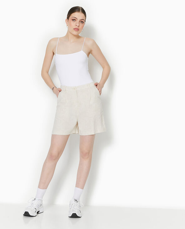 Short taille haute avec lin blanc - Pimkie
