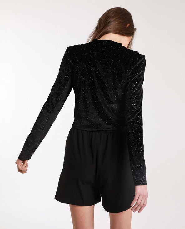 Crop top en velours noir - Pimkie