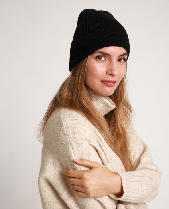 Bonnet à revers noir - Pimkie