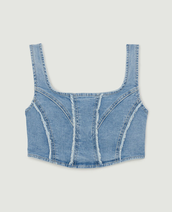 Top court en jean bleu - Pimkie