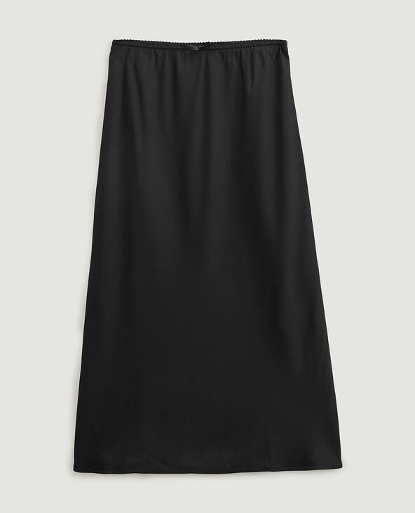 Jupe midi en tissu satiné noir - Pimkie