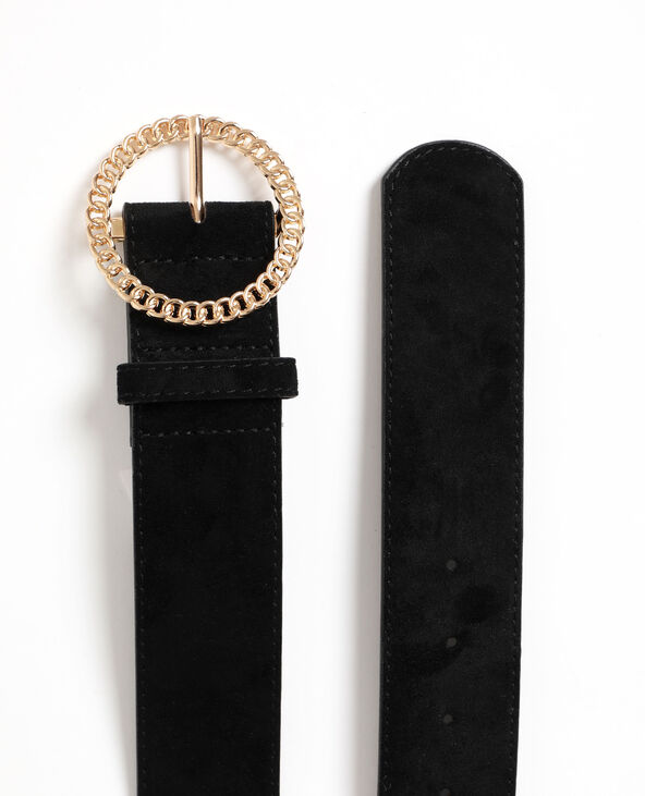 Ceinture large effet suédine noir - Pimkie