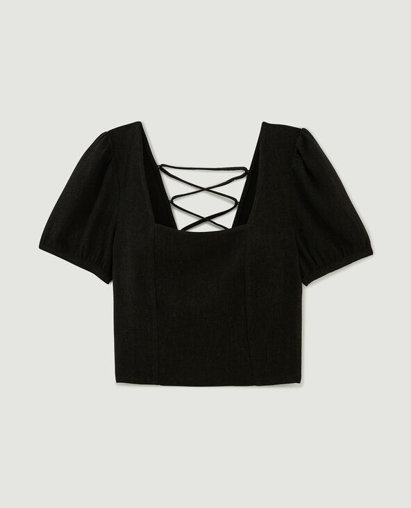 Top encolure carrée avec laçage dos noir - Pimkie