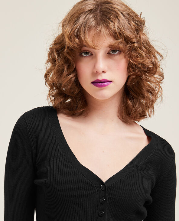 Gilet en maille côtelée noir - Pimkie