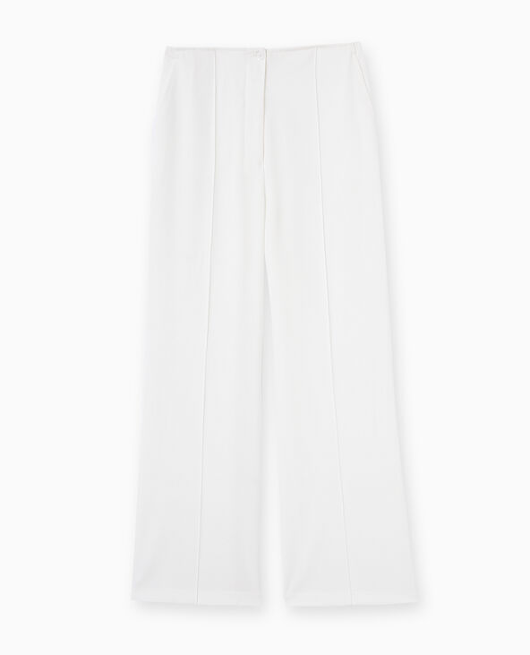 Pantalon large et droit en crêpe blanc - Pimkie