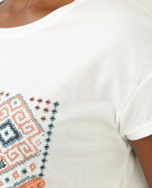 T-shirt poche brodé blanc - Pimkie