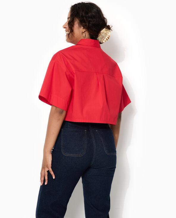 Chemise courte avec manches courtes et poches rouge - Pimkie