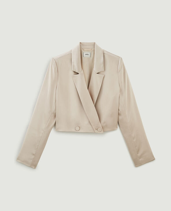 Veste blazer courte en satin écru - Pimkie