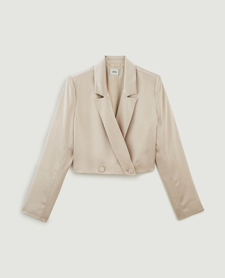 Veste blazer courte en satin écru - Pimkie